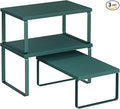 SONGMICS Cabinet Organizer Shelf, Set of 3 Kitchen Counter Shelves, Kitchen Storage, Spice Rack, Stackable, Expandable, Cascade Green UKCS220C01V1-Ruum Studio Home