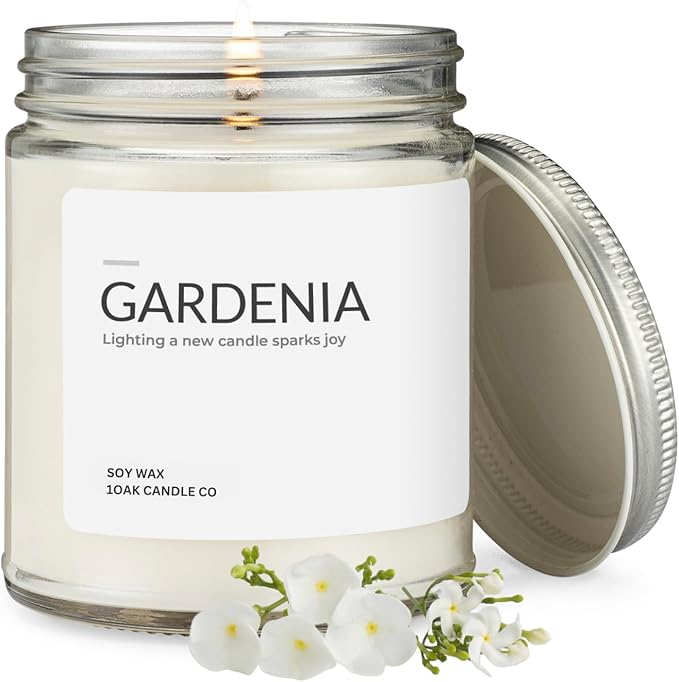 1OAK Soy Wax Scented Candles (Gardenia) - Long Burning Premium Hand-Poured (7oz.)-Ruum Studio Home