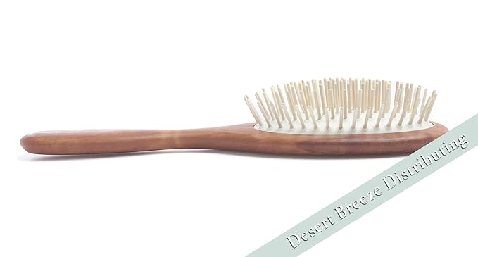Desert Breeze Natural Wood Bristle Hair Brush, Gentle Scalp Massage, Pear Wood Handle, Made in Germany, For All Hair Types, Rounded Wooden Pins, Anti-Static-Ruum Studio Home