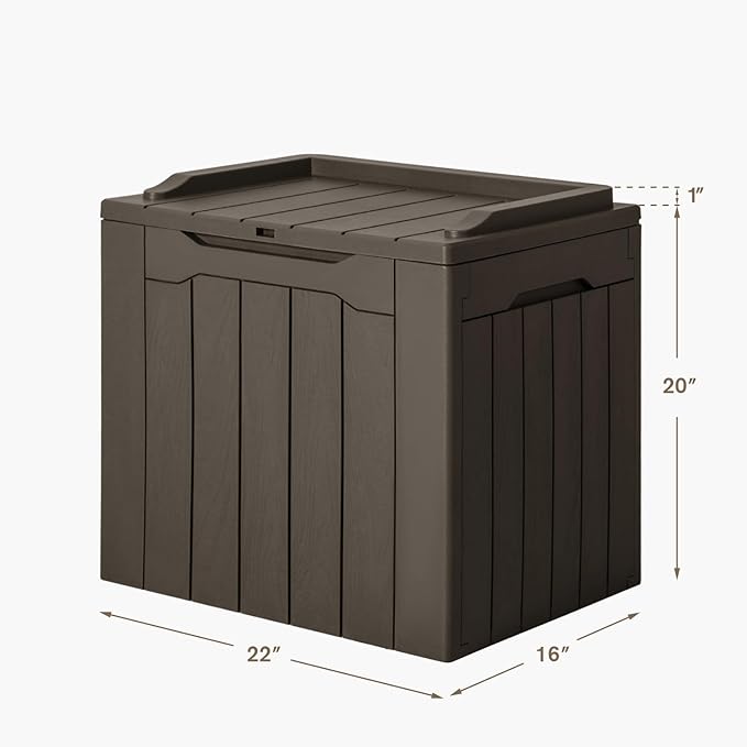 JUMMICO 31 Gallon Resin Deck Box Waterproof Indoor Outdoor Storage Boxes for Patio Furniture Cushions and Garden Tools (Brown)-Ruum Studio Home