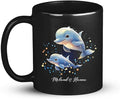 Custom Name Xmas Animal Cup, Cute Dolphins Swimming Design Mug 11oz 15oz, Customized Christmas Dolphins Black Cup, Personalized Animal Lover Coffee Mug, Gift For Newlyweds, Close Friend-Ruum Studio Home