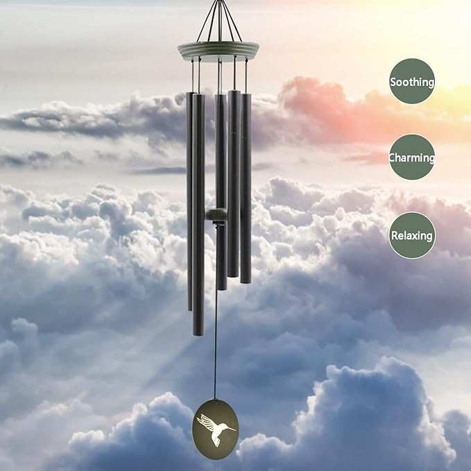 Hummingbird Outdoor Wind Chimes for Outside - 33" Tall, Tuned Melody, Memorial Gift for Mom/Grandma, Weather-Resistant, Perfect Decoration for Patio, Garden, Yard & Indoors-Ruum Studio Home