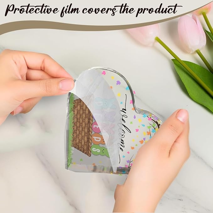 Funny Easter Bunny Decor Desk Decor Acrylic Heart Sign Easter Decorations Easter Gift Acrylic Heart Plaque Box Sign for Home Farmhouse Kitchen Bathroom Shelf Table Decoration-Ruum Studio Home