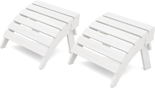 KINGYES Folding Adirondack Ottomans Set of 2 for Adirondack Chair, White-Ruum Studio Home