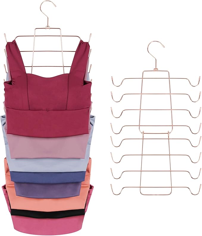 ZEDODIER Tank Top Hanger, Space Saving Bra Hangers, Non-Slip Hanging Sport Bras Holder, Closet Organizers and Storage for Camisoles Tank Tops Bras Ties Swimsuits Strappy Dress, Rose Gold-Ruum Studio Home