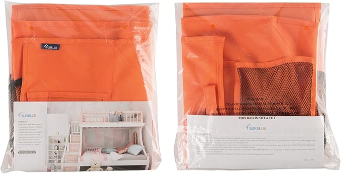Surblue Caddy Hanging Organizer Bedside Storage Bag for Bunk and Hospital Beds, Orange, L-Ruum Studio Home