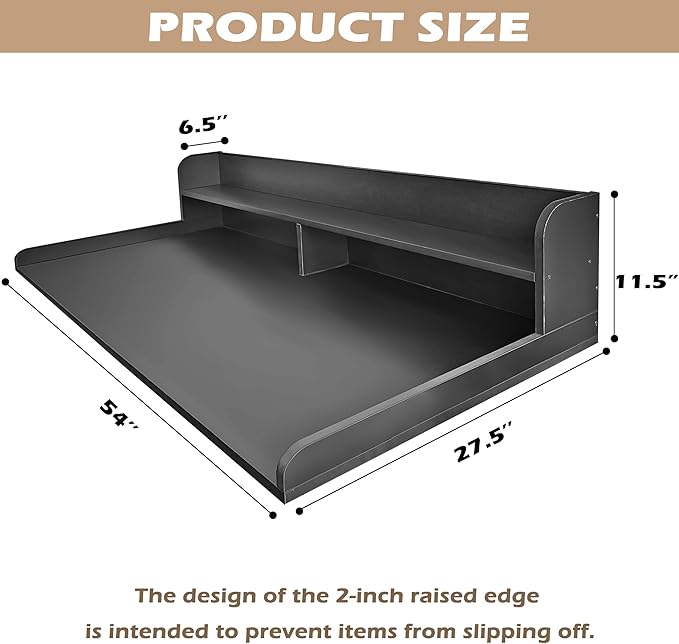 Royxen Laundry Countertop with 2-Tier Shelf Universal Fit, Washer and Dryer Countertop with Storage Space, Shelf Height 11.5 Inches, Solid Wood, Black-Ruum Studio Home