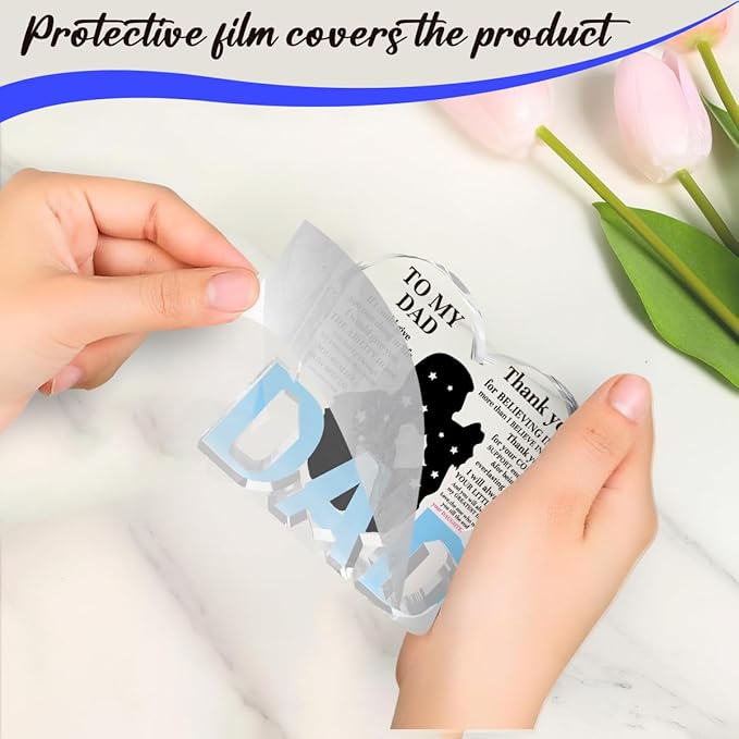 Best Dad Ever Gift from Daughter Son - Acrylic Heart-Shaped Plaque Father’s Day Birthday Gift - Unique Keepsake Desk Decor with Personalized Message-Ruum Studio Home