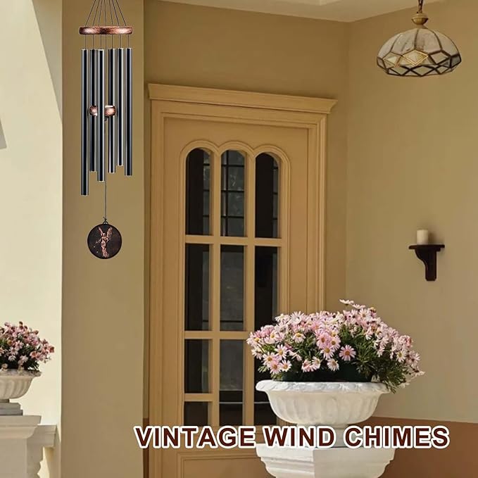 Wind Chimes for Outside, Angel Deep Tone Vintage Wind Chime Outdoor Clearance, Sympathy/Memorial/Festivals Gift for Mom Dad Grandma, Home Garden Patio Decor (32" Angel)-Ruum Studio Home