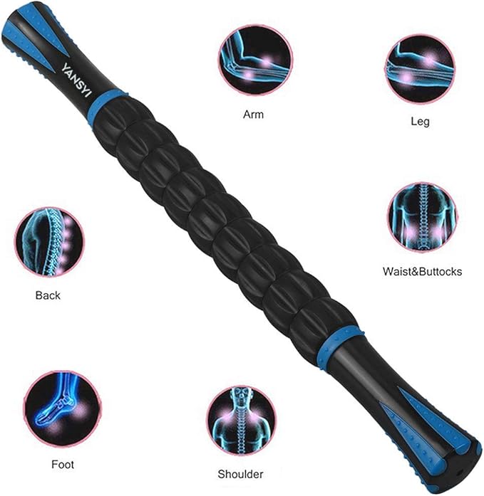 Yansyi Muscle Roller Stick for Athletes - Body Massage Stick - Release Myofascial Trigger Points Reduce Muscle Soreness Tightness Leg Cramps & Back Pain for Physical Therapy & Recovery (Blue 1)-Ruum Studio Home