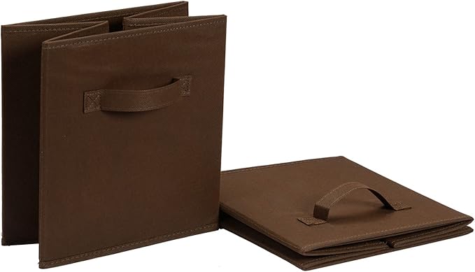 Amazon Basics Cube Organizer Storage Bins Handles, Collapsible Fabric, Pack of 6, 13"x13"x13", Brown-Ruum Studio Home
