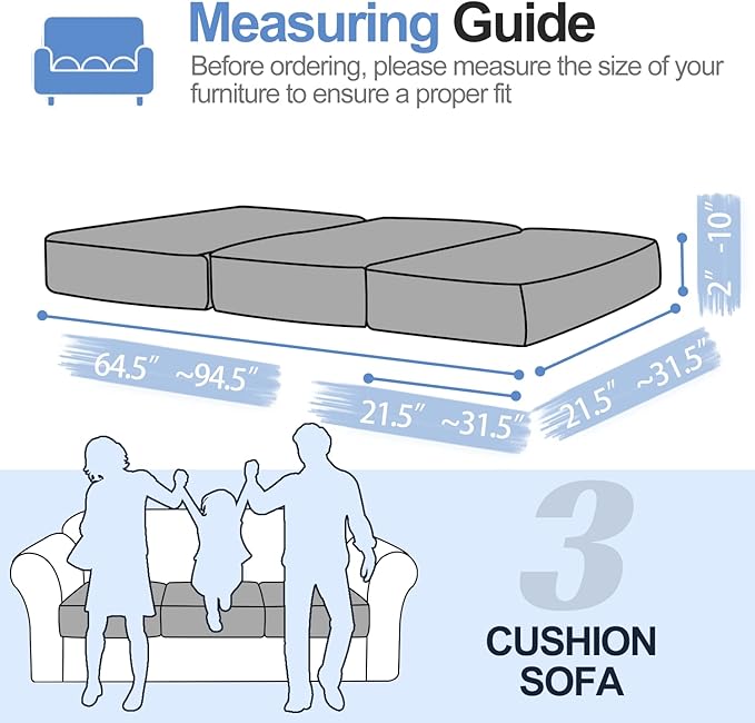 Couch Cushion Covers for L Shaped Sectional Sofa – Softer Chenille Sofa Covers Washable, Non-Slip Stretch Couch Covers & Individual Seat Cushion Slipcovers (3 Piece, Dark Grey)-Ruum Studio Home