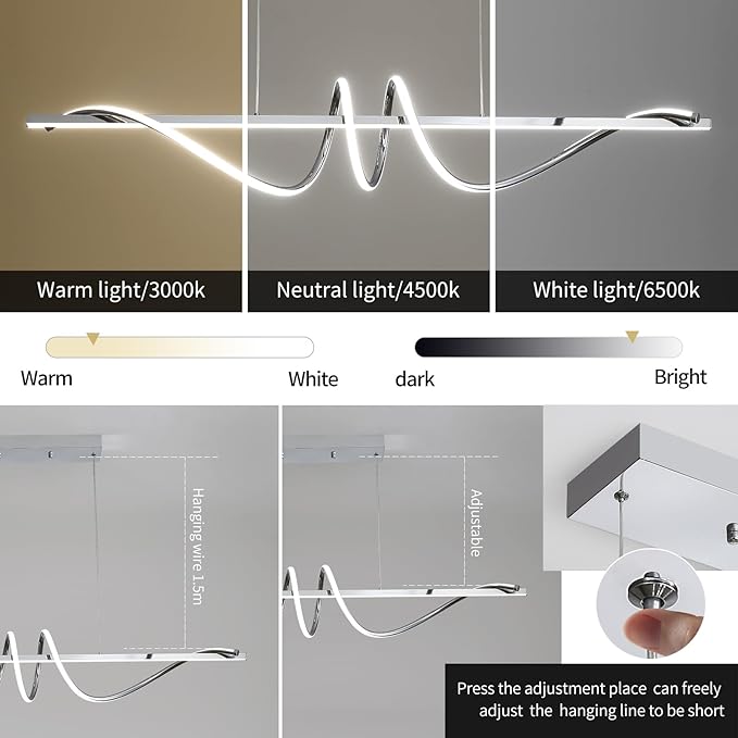 Modern Ceiling Chandelier Light, Acrylic Anti Flicker Pendant Lamp with Remote Control Dimmable 3 Color Mode & Brightness for Kitchen Bar-Ruum Studio Home