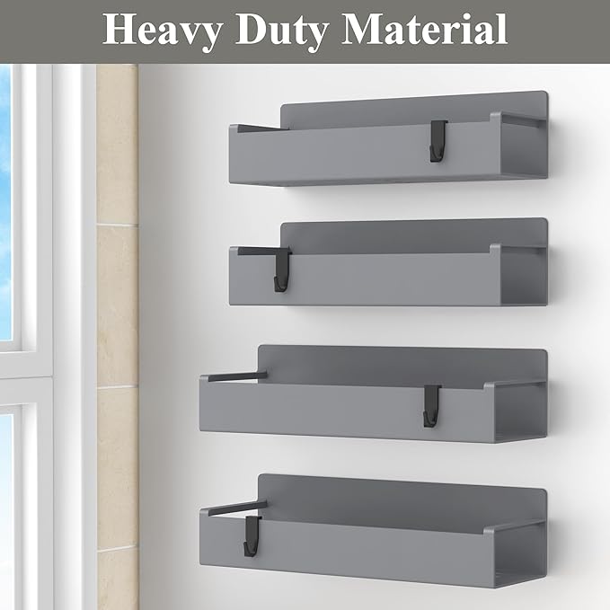 4 Pack Magnetic Spice Rack Organizer for Refrigerator and Oven, Dark Grey Fridge Organizers and Storage for Kitchen-Ruum Studio Home