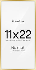 Homeforia 11x22 Newspaper Frame Gold, High End Metal 11 x 22 Picture Frame without Mat, 22x11 Thin Gold Poster Frames for Wall, 11 by 22 inches Display Photo Frames, Tempered Glass, Wall Kit, Set of 1-Ruum Studio Home