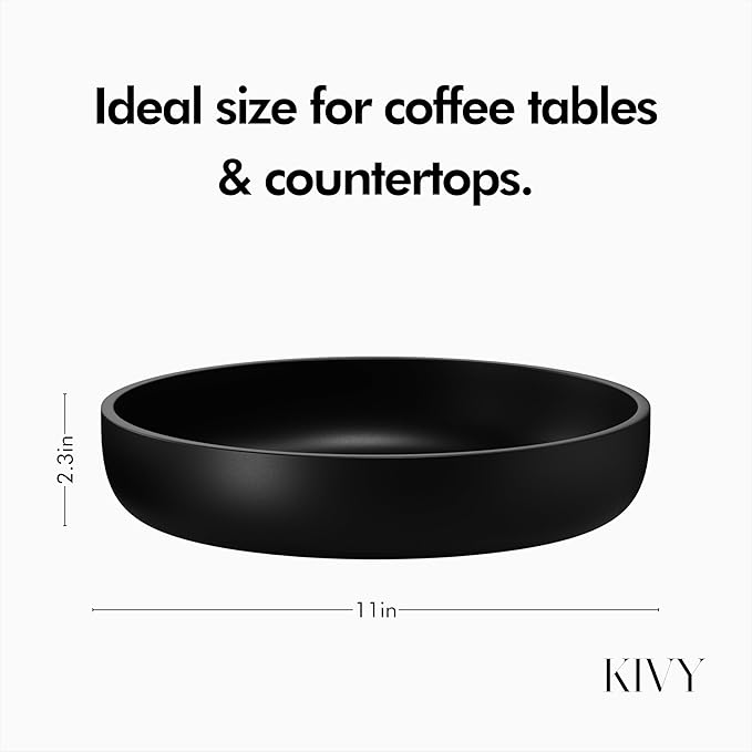 KIVY Concrete Fruit Bowl for Kitchen Counter - Large Decorative Bowl for Home Decor - Modern Key Bowl for Entryway Table - Concrete Bowl - Decorative Bowls for Home Decor - Black Fruit Bowl Decor-Ruum Studio Home