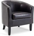BELLEZE Accent Barrel Chair, Linen Round Chair Club Tub Sofa Corner Chair with Flared Legs and Cozy Soft Padding for Living Room Bedroom Waiting Room - Brown-Ruum Studio Home