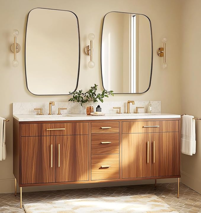 ANDY STAR Bronze Bathroom Mirror, 24x32 Oblong Vanity Mirror with Stainless Steel Metal Frame, Oil Bronze Oval Mirror for Over Sink, Modern Anti Rust Wall Mounted-Ruum Studio Home