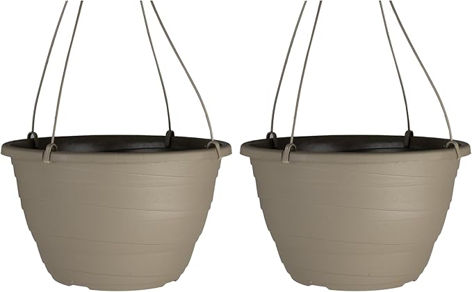 The HC Companies Wrapt Hanging Planters - Lightweight Plant Pot Hanger for Hanging Plants, Vegetables & Herbs - Outdoor & Indoor Hanging Basket for Plants (13" Pepperstone, Pack of 2)-Ruum Studio Home
