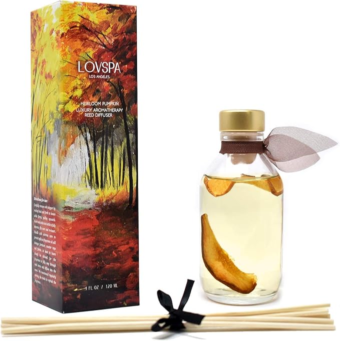 LOVSPA Reed Diffuser Set, Apple Harvest Scented Oil Diffuser with Sticks, Home Fragrance Accessories for Bathroom Shelf Decor, Aroma Diffusers for Home or Office Fall Decor, USA Made-Ruum Studio Home
