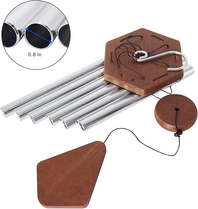 ASTARIN Memorial Wind Chimes for Outside, 30'' Deep Tone, Sympathy Wind-Chime Personalized with 6 Tuned Tubes, Elegant Chime for Garden Patio Balcony and Home Silver-Ruum Studio Home