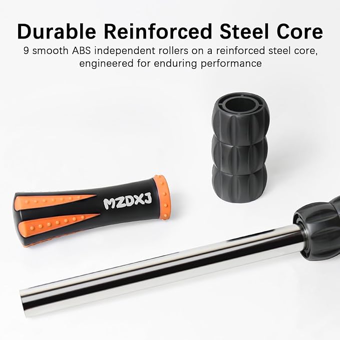 Muscle Roller Stick for Athletes -Roller Massager for Myofascial Pain Relief - Handheld Physical Therapy & Recovery Tool(Orange black-18 inch)-Ruum Studio Home