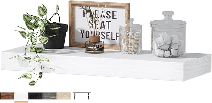 QEEIG Floating Shelf for Wall Bathroom Shelves Bedroom Kitchen Living Room Farmhouse Small Book Shelf 16 inch Set of 1, White (015-W1)-Ruum Studio Home