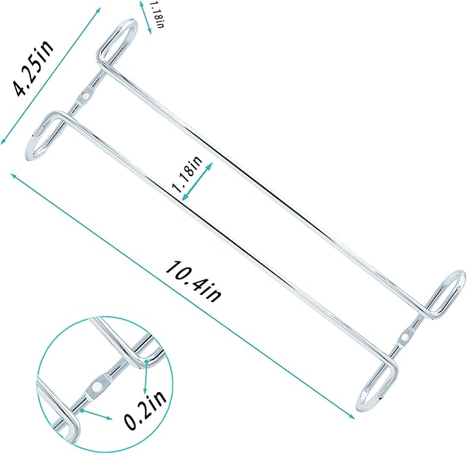 10 Inch Wine Glass Rack Under Cabinet Shelf Stemware Storage Hanging Hanger Organizer Glasses Holder with Drying Under Counter Metal for Kitchen and Bar Set of 4 Silver-Ruum Studio Home