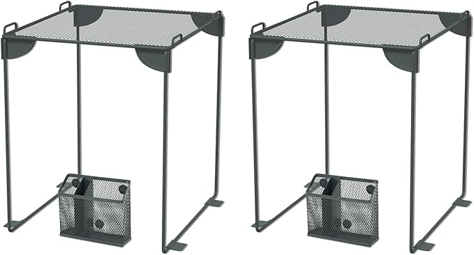 Neudeco Locker Accessories and Decor Kit, Including Mesh Shelf, Organizer, Magnetic Basket and Pen Holder, Suitable for School, Work, Kitchen, Bathroom, (Pack of 4, Grey)-Ruum Studio Home
