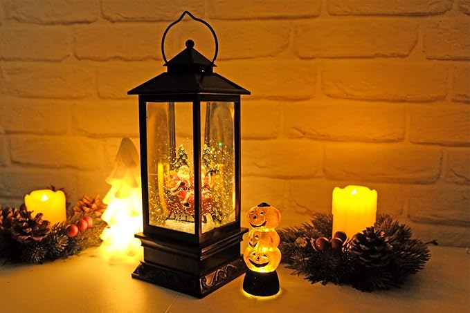 Eldnacele Singing Battery Operated & Plug-in Musical Lighted Christmas Snow Spinning Water Glittering Snow Globe Lantern Home Decoration and Gift, Santa Claus-Ruum Studio Home