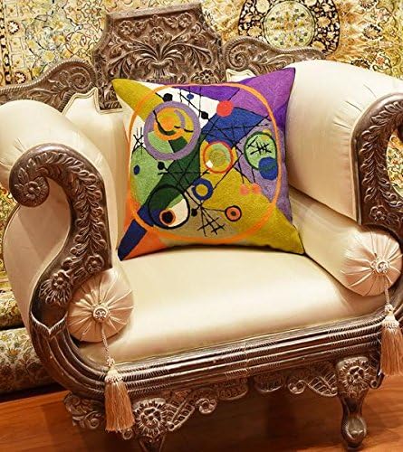 Kandinsky Contemporary Throw Pillow Cover - Circles 2 Modern Pillowcases Mid-Century Abstract Toss Cushion Farmhouse Chair Cushions Hand Embroidered Wool 18x18 Inch-Ruum Studio Home