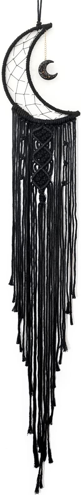 MOONFLY Black Moon Dream Catcher with Handmade Woven Cotton Dream Catchers Boho Macrame Wall Hanging Home Decoration Ornament Craft Gift (Black Moon)-Ruum Studio Home