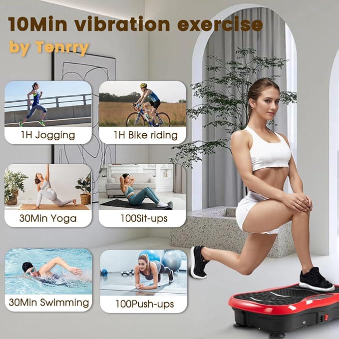 Vibration Plate Exercise Machine for Whole Body Workout - Home Fitness Vibrating Platform with Resistance Bands - Improve Circulation, Muscle Tone & Bone Density - Supports Up to 330 lbs-Ruum Studio Home