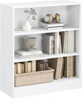 3-Tier Bookshelf with Adjustable Shelves, White Metal Space Saving Storage Shelf Bookcase, Small Open Storage Shelf for Living Room, Home Office, Dinning Room, Pantry (White-36H)-Ruum Studio Home
