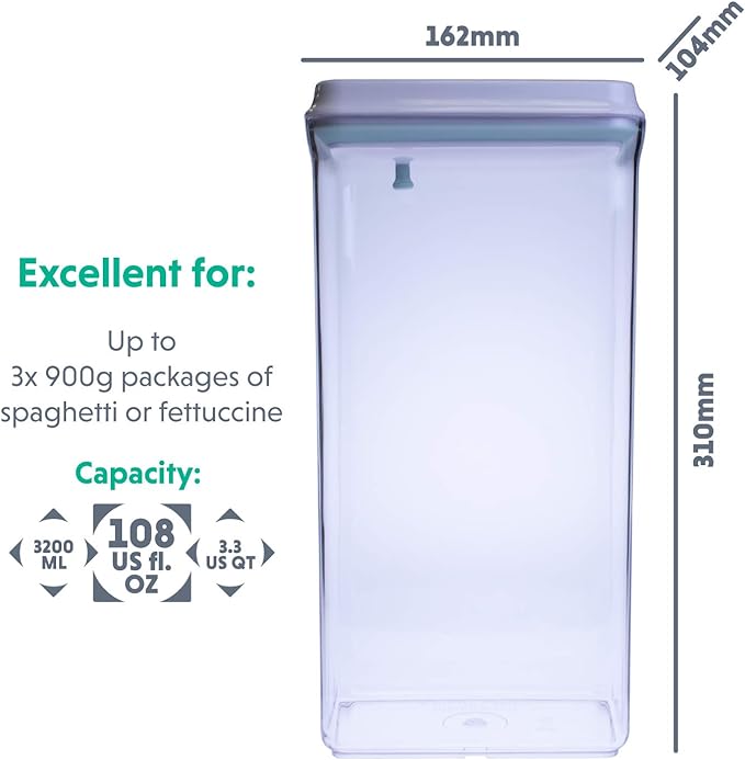 BopTop (1pc - Spaghetti/Cereal) Airtight Food Storage Container – Mechanical Silicone Seal Canister - BPA-Free - 3.3Qt-Ruum Studio Home