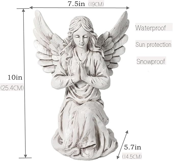 Praying Angel Garden Statue, Religious Fairy Sculpture Waterproof Decorative Figurine Art Decor for Patio, Lawn, Yard, Housewarming Ornament Present Angels HSa-1-Ruum Studio Home
