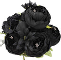 Duovlo Artificial Peony Silk Flowers Fake Flowers Vintage Wedding Home Decoration,Pack of 1 (Black)-Ruum Studio Home