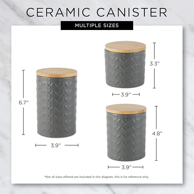 DII Kitchen Accessories Collection, Textured Matte Ceramic Canister Set, Avocado, Vine, 3 Piece