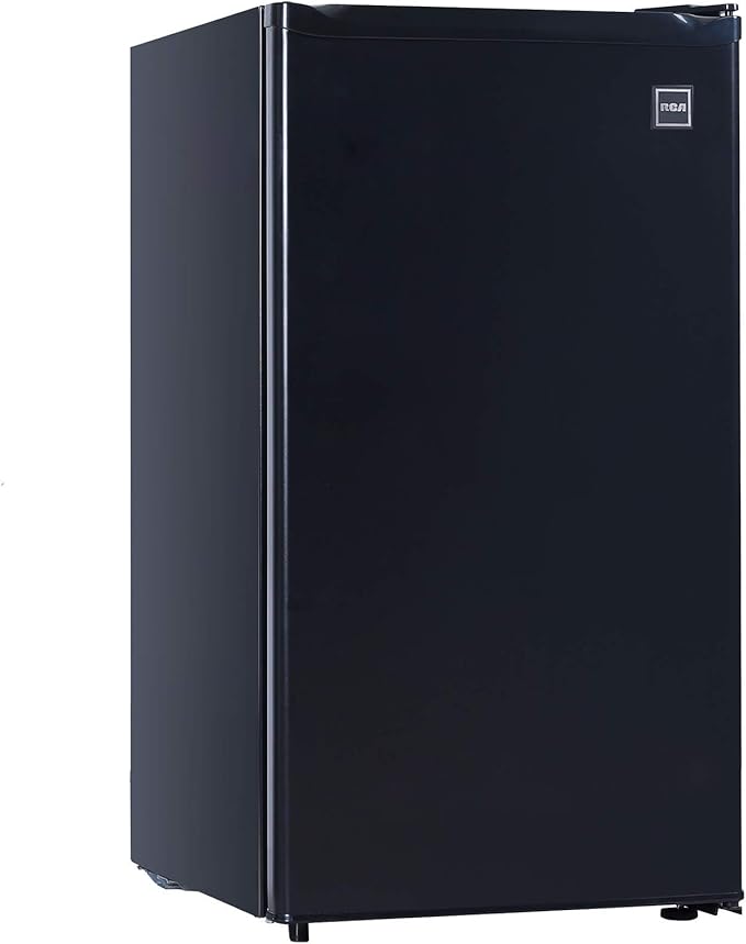 RCA RFR321-B-Black-COM RFR321 Single Mini Refrigerator-Freezer Compartment-Adjustable Thermostat Control-Reversible Doors-Ideal for Dorm, Office, RV, Garage, Apartment-Black Cubic Feet, 3.2 CU.FT-Ruum Studio Home