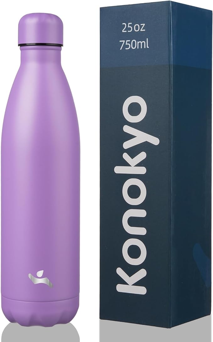 Insulated Water Bottles,25 oz Double Wall Stainless Steel Vacumm Metal Flask for Sports Travel,Lavender-Ruum Studio Home