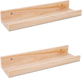 AZSKY Picture Ledge Shelf, Small Floating Shelves Set of 2, 16 Inches Nursery Book Shelves for Toys Storage, Kids Bookshelf Wall Mounted for Living Room Bedroom Decor Books Photo Frames,Natural-Ruum Studio Home