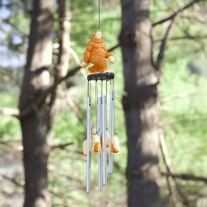 Funny Bigfoot Wind Chime for Outdoors – Sasquatch Yard Décor with Stainless Steel Tubes & Resin Foot Strikers – Unique Garden or Porch Decoration – Hilarious Gift for Cryptid Fans-Ruum Studio Home
