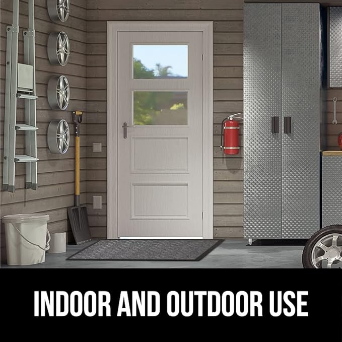 GORILLA GRIP 100% Waterproof All-Season WeatherMax Doormat, 60x24, US Designed Natural Rubber, Stain and Fade Resistant, Low Profile Indoor Outdoor Door Mats, Easy Clean Patio Mat, Steel Chevron-Ruum Studio Home