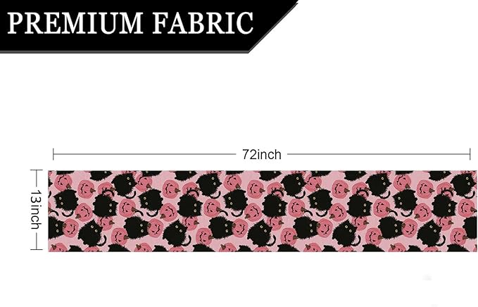 Halloween Table Runner Pink Halloween Decor Black Cat Pumpkins Seasonal Kitchen Dining Table Home Party Decorations 13x72 Inch-Ruum Studio Home