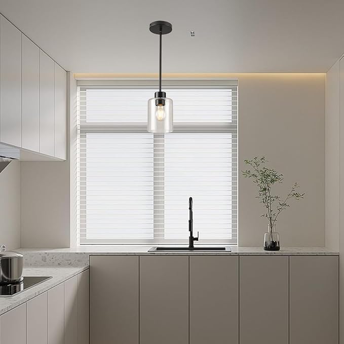 Black Pendant Lights Kitchen Island - Seeded Glass Pendant Light Fixture Multiple Stems Rods 3 Units 12 Inch 3 Units 4 Inch (1 Pack Black Seeded Downrod)-Ruum Studio Home