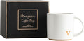 COLLECTIVE HOME - Monogram Ceramic Mugs, 15 oz Golden Initial Coffee Cups, Elegant Alphabet Tea Mugs, Elegant Personalized Mug with Gift Box, Luxurious Cups for Office and Home (v)-Ruum Studio Home