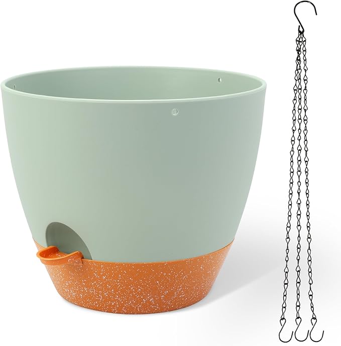 GARDIFE Large Hanging Planter, 12 inch Hanging planters for Indoor. Outdoor Plants, Self Watering Plant Pot, Plant Hanger, Green-Ruum Studio Home