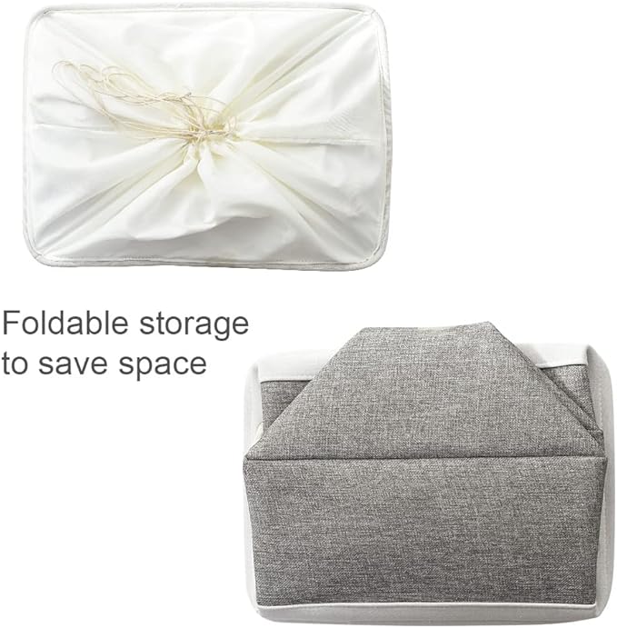 TheWarmHome Storage Baskets for Organizing, X Large - 3 Pack 17.7L×13.8W×9.8H in Foldable Storage Bins for Shelves, Fabric Storage Box for Closet Nursery Toy Gift (White & Grey)-Ruum Studio Home
