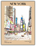 Retro Vintage New York Wall Art Print - 11x14 Unframed Poster - New York City Souvenirs, Cute Trendy Colorful Wall Decor (Times Square, 11x14")-Ruum Studio Home