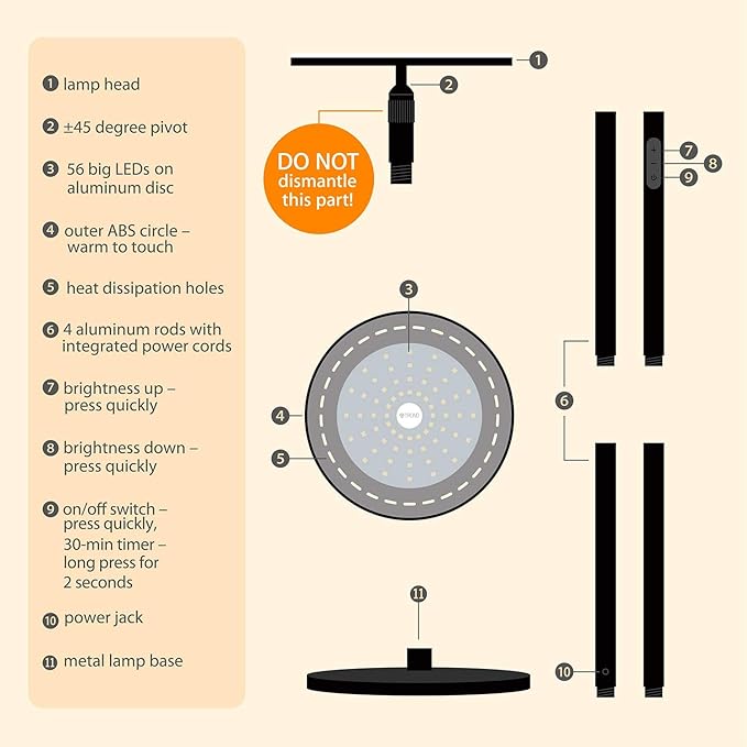 TROND Floor Lamp, 5000LM Super Bright Sky LED Modern Torchiere Standing Lamp, 3000K Warm White Light, 5-Level Dimmable, Modular 71 in Tall Pole Light, 30-Minute Timer for Living Room, Bed Room-Ruum Studio Home